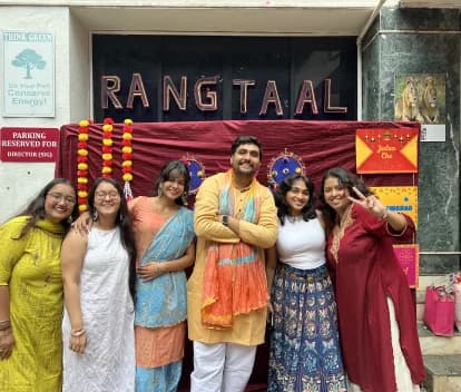 Students in traditional dress at Rangtaal
